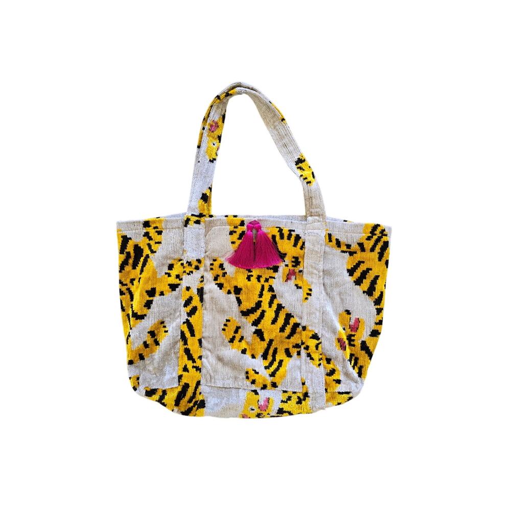 Punica Ikat Velvet Jungle Tiger‎ Oversized Large Tote Bag Tropical Vacation
